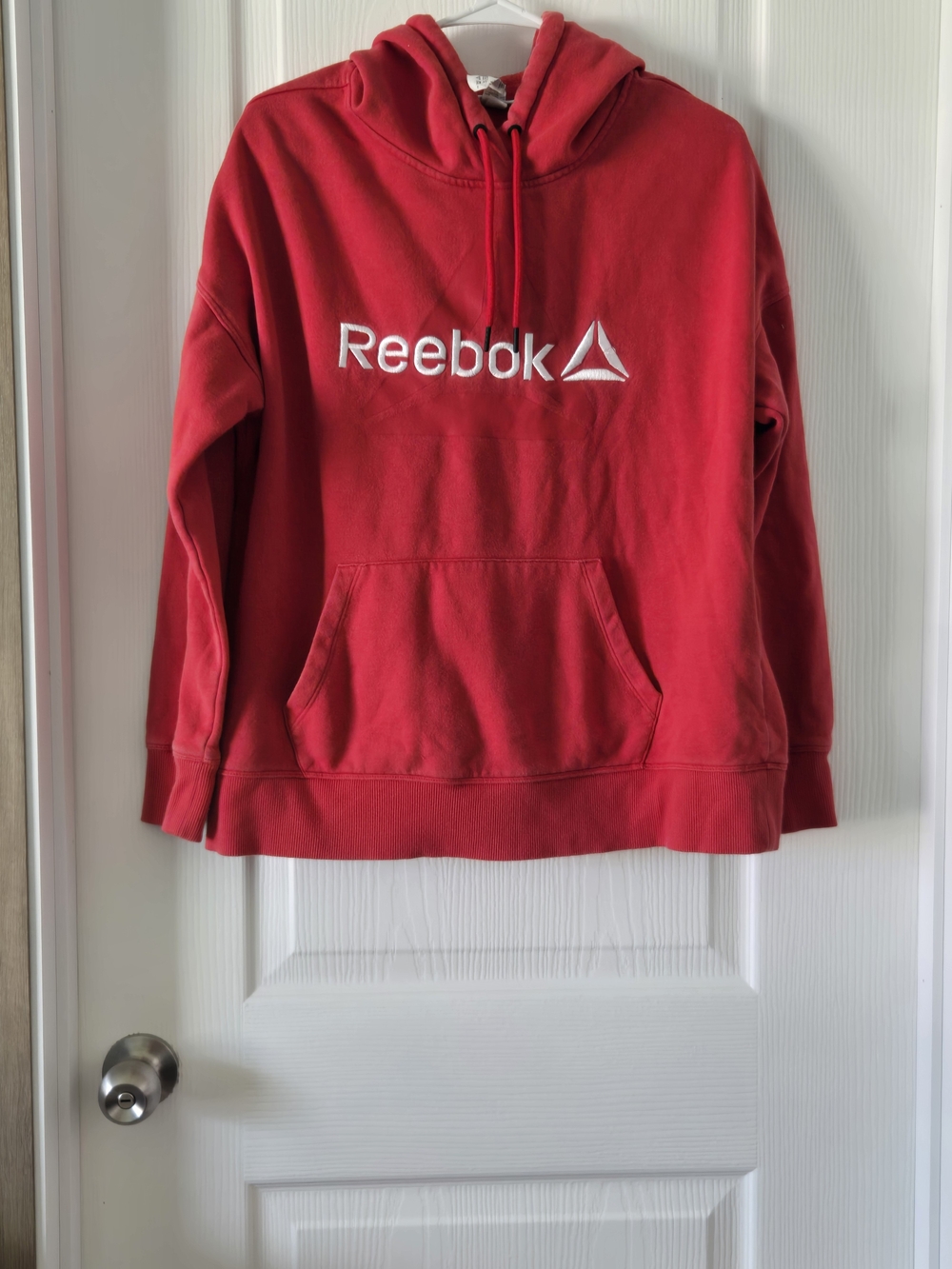Reebok Red Pullover Hoodie with White Logo